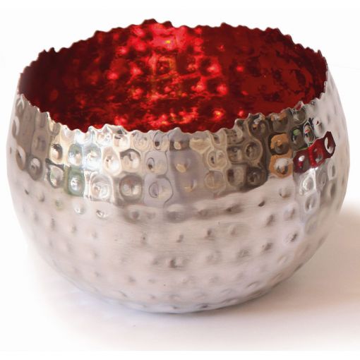 Creative Tealights-Silvery, Innen rot, ca. 18 x 13 cm